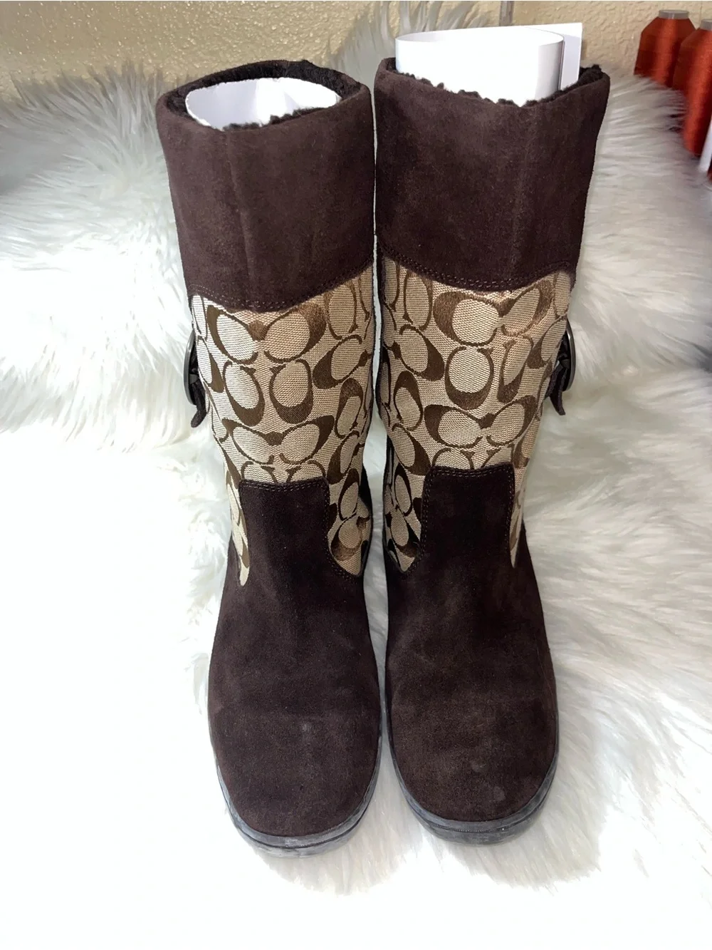 Coach Meyer Signature Suede mid-calf Boots sz8.5